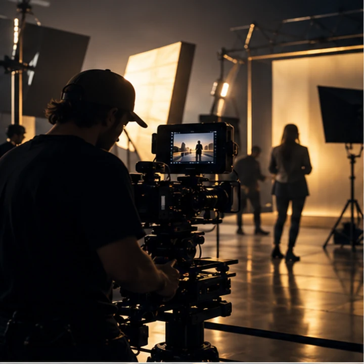 Camera and lighting equipment in production